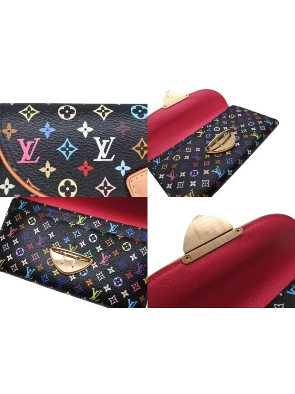Louis Vuitton Portefeuille Trifold Wallet Grenat Multicolor Leather Gold